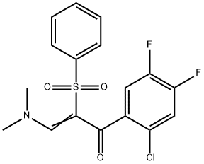 (2Z)-2-(benzenesulfonyl)-1-(2-chloro-4,5-difluorophenyl)-3-(dimethylamino)prop-2-en-1-one Struktur