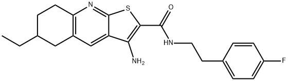 3-amino-6-ethyl-N-[2-(4-fluorophenyl)ethyl]-5,6,7,8-tetrahydrothieno[2,3-b]quinoline-2-carboxamide Struktur