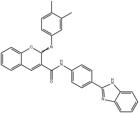 (2Z)-N-[4-(1H-1,3-benzodiazol-2-yl)phenyl]-2-[(3,4-dimethylphenyl)imino]-2H-chromene-3-carboxamide Struktur