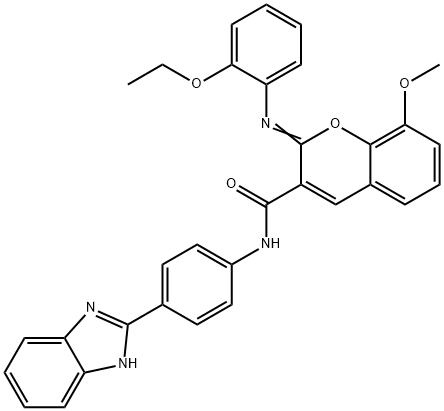 (2Z)-N-[4-(1H-1,3-benzodiazol-2-yl)phenyl]-2-[(2-ethoxyphenyl)imino]-8-methoxy-2H-chromene-3-carboxamide Struktur