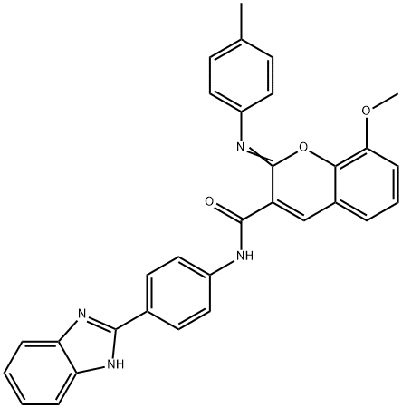 (2Z)-N-[4-(1H-1,3-benzodiazol-2-yl)phenyl]-8-methoxy-2-[(4-methylphenyl)imino]-2H-chromene-3-carboxamide Struktur