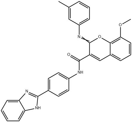 (2Z)-N-[4-(1H-1,3-benzodiazol-2-yl)phenyl]-8-methoxy-2-[(3-methylphenyl)imino]-2H-chromene-3-carboxamide Struktur