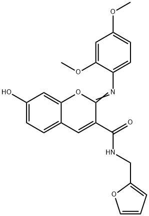 (2Z)-2-[(2,4-dimethoxyphenyl)imino]-N-[(furan-2-yl)methyl]-7-hydroxy-2H-chromene-3-carboxamide Struktur