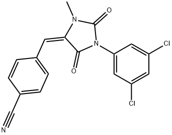 (E)-4-((1-(3,5-Dichlorophenyl)-3-methyl-2,5-dioxoimidazolidin-4-ylidene)methyl)benzonitrile Struktur