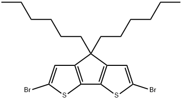 2,6-Dibromo-4,4-dihexyl-4H-cyclopenta[2,1-b:3,4-b']dithiophene Struktur