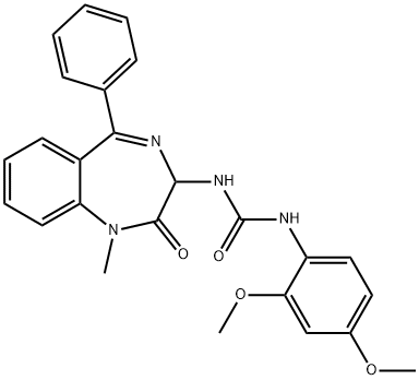 1-(2,4-dimethoxyphenyl)-3-(1-methyl-2-oxo-5-phenyl-2,3-dihydro-1H-1,4-benzodiazepin-3-yl)urea Struktur