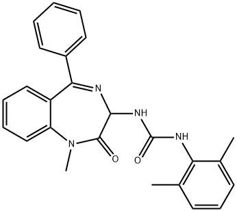 1-(2,6-dimethylphenyl)-3-(1-methyl-2-oxo-5-phenyl-2,3-dihydro-1H-1,4-benzodiazepin-3-yl)urea Struktur