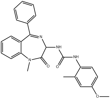 1-(4-methoxy-2-methylphenyl)-3-[(3S)-1-methyl-2-oxo-5-phenyl-2,3-dihydro-1H-1,4-benzodiazepin-3-yl]urea Struktur