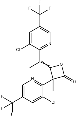 (4Z)-3-[3-chloro-5-(trifluoromethyl)pyridin-2-yl]-4-{1-[3-chloro-5-(trifluoromethyl)pyridin-2-yl]ethylidene}-3-methyloxetan-2-one Struktur