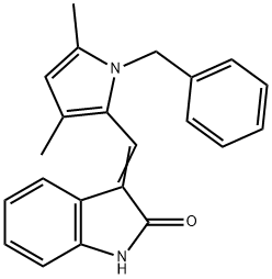 (3Z)-3-[(1-benzyl-3,5-dimethyl-1H-pyrrol-2-yl)methylidene]-2,3-dihydro-1H-indol-2-one Struktur