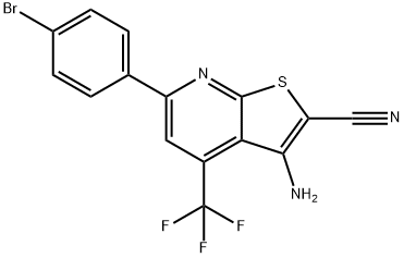 3-amino-6-(4-bromophenyl)-4-(trifluoromethyl)thieno[2,3-b]pyridine-2-carbonitrile Struktur