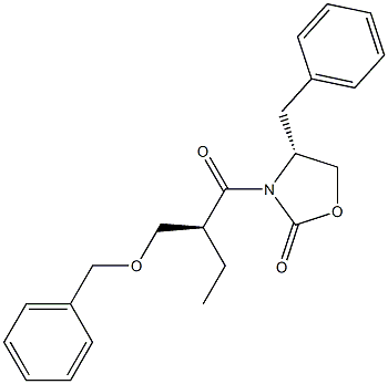 (4R)-4-benzyl-3-[(2S)-2-[(benzyloxy)methyl]butanoyl]-1,3-oxazolidin-2-one Struktur