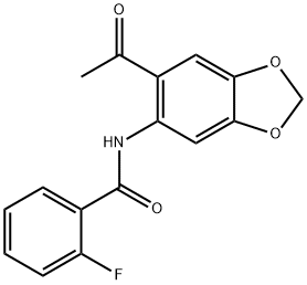 N-(6-acetyl-2H-1,3-benzodioxol-5-yl)-2-fluorobenzamide Struktur