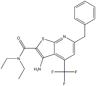 3-amino-6-benzyl-N,N-diethyl-4-(trifluoromethyl)thieno[2,3-b]pyridine-2-carboxamide Struktur