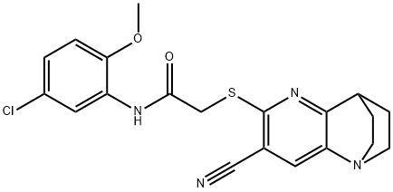 N-(5-chloro-2-methoxyphenyl)-2-[(4-cyano-1,6-diazatricyclo[6.2.2.0~2,7~]dodeca-2,4,6-trien-5-yl)sulfanyl]acetamide Struktur