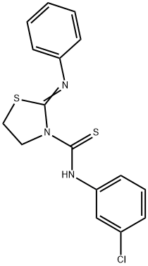 (2Z)-N-(3-chlorophenyl)-2-(phenylimino)-1,3-thiazolidine-3-carbothioamide Struktur