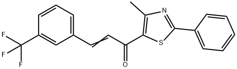 (2E)-1-(4-methyl-2-phenyl-1,3-thiazol-5-yl)-3-[3-(trifluoromethyl)phenyl]prop-2-en-1-one Struktur