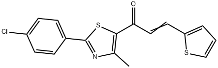 (2E)-1-[2-(4-chlorophenyl)-4-methyl-1,3-thiazol-5-yl]-3-(thiophen-2-yl)prop-2-en-1-one Struktur