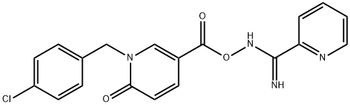 (Z)-[amino(pyridin-2-yl)methylidene]amino 1-[(4-chlorophenyl)methyl]-6-oxo-1,6-dihydropyridine-3-carboxylate Struktur