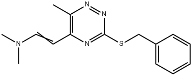 [(E)-2-[3-(benzylsulfanyl)-6-methyl-1,2,4-triazin-5-yl]ethenyl]dimethylamine Struktur