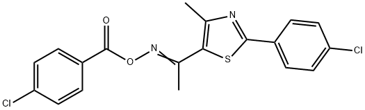 (E)-{1-[2-(4-chlorophenyl)-4-methyl-1,3-thiazol-5-yl]ethylidene}amino 4-chlorobenzoate Struktur