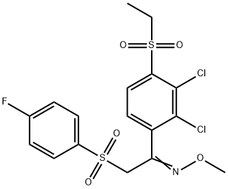 (E)-{1-[2,3-dichloro-4-(ethanesulfonyl)phenyl]-2-(4-fluorobenzenesulfonyl)ethylidene}(methoxy)amine Struktur