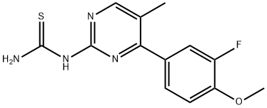 [4-(3-fluoro-4-methoxyphenyl)-5-methylpyrimidin-2-yl]thiourea Struktur