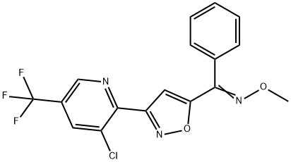 (E)-({3-[3-chloro-5-(trifluoromethyl)pyridin-2-yl]-1,2-oxazol-5-yl}(phenyl)methylidene)(methoxy)amine Struktur