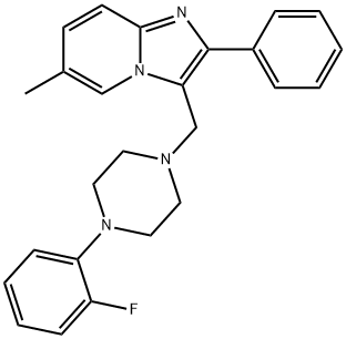 1-(2-fluorophenyl)-4-({6-methyl-2-phenylimidazo[1,2-a]pyridin-3-yl}methyl)piperazine Struktur