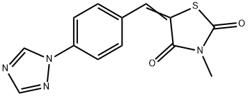 (5Z)-3-methyl-5-{[4-(1H-1,2,4-triazol-1-yl)phenyl]methylidene}-1,3-thiazolidine-2,4-dione Struktur