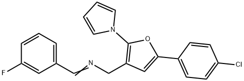 (Z)-{[5-(4-chlorophenyl)-2-(1H-pyrrol-1-yl)furan-3-yl]methyl}[(3-fluorophenyl)methylidene]amine Struktur