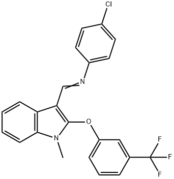 (1E)-N-(4-chlorophenyl)-1-{1-methyl-2-[3-(trifluoromethyl)phenoxy]-1H-indol-3-yl}methanimine Struktur