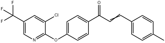 (2E)-1-(4-{[3-chloro-5-(trifluoromethyl)pyridin-2-yl]oxy}phenyl)-3-(4-methylphenyl)prop-2-en-1-one Struktur