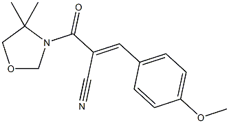 (2E)-2-[(E)-4,4-dimethyl-1,3-oxazolidine-3-carbonyl]-3-(4-methoxyphenyl)prop-2-enenitrile Struktur