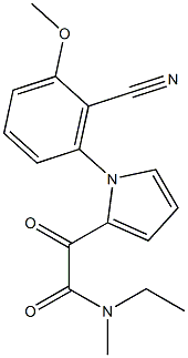 2-[1-(2-cyano-3-methoxyphenyl)-1H-pyrrol-2-yl]-N-ethyl-N-methyl-2-oxoacetamide Struktur