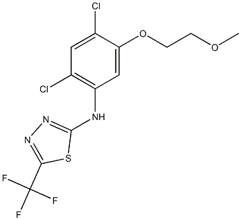 N-[2,4-dichloro-5-(2-methoxyethoxy)phenyl]-5-(trifluoromethyl)-1,3,4-thiadiazol-2-amine Struktur