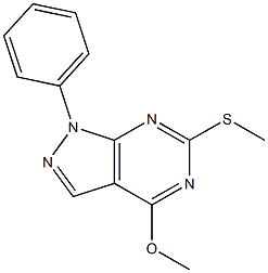 methyl 6-(methylsulfanyl)-1-phenyl-1H-pyrazolo[3,4-d]pyrimidin-4-yl ether Struktur