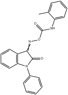 [(3Z)-2-oxo-1-phenyl-2,3-dihydro-1H-indol-3-ylidene]amino N-(2-methylphenyl)carbamate Struktur