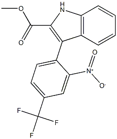 methyl 3-[2-nitro-4-(trifluoromethyl)phenyl]-1H-indole-2-carboxylate Struktur