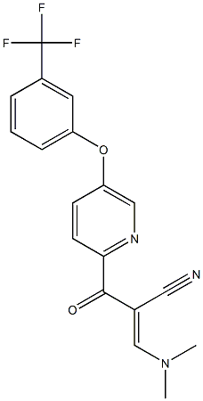 (2E)-3-(dimethylamino)-2-[(E)-5-[3-(trifluoromethyl)phenoxy]pyridine-2-carbonyl]prop-2-enenitrile Struktur