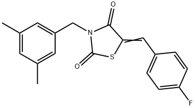 (5Z)-3-[(3,5-dimethylphenyl)methyl]-5-[(4-fluorophenyl)methylidene]-1,3-thiazolidine-2,4-dione Struktur