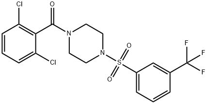 1-(2,6-dichlorobenzoyl)-4-[3-(trifluoromethyl)benzenesulfonyl]piperazine Struktur