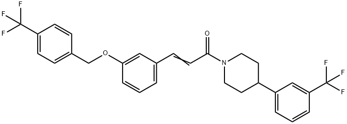 (2E)-3-(3-{[4-(trifluoromethyl)phenyl]methoxy}phenyl)-1-{4-[3-(trifluoromethyl)phenyl]piperidin-1-yl}prop-2-en-1-one Struktur