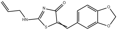 (5E)-5-[(2H-1,3-benzodioxol-5-yl)methylidene]-2-[(prop-2-en-1-yl)amino]-4,5-dihydro-1,3-thiazol-4-one Struktur