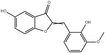 (2Z)-5-hydroxy-2-[(2-hydroxy-3-methoxyphenyl)methylidene]-2,3-dihydro-1-benzofuran-3-one Struktur