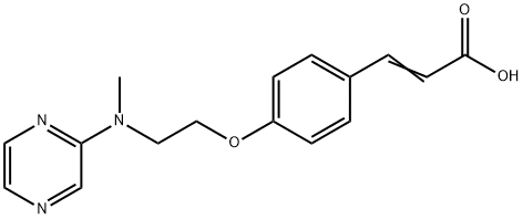 (2E)-3-(4-{2-[methyl(pyrazin-2-yl)amino]ethoxy}phenyl)prop-2-enoic acid Struktur