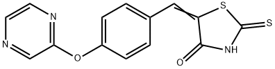 (5E)-5-{[4-(pyrazin-2-yloxy)phenyl]methylidene}-2-sulfanylidene-1,3-thiazolidin-4-one Struktur