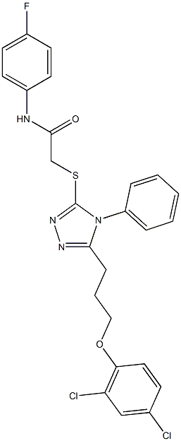 2-({5-[3-(2,4-dichlorophenoxy)propyl]-4-phenyl-4H-1,2,4-triazol-3-yl}sulfanyl)-N-(4-fluorophenyl)acetamide Struktur