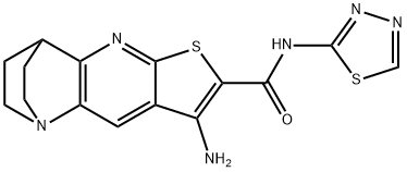 5-amino-N-(1,3,4-thiadiazol-2-yl)-7-thia-1,9-diazatetracyclo[9.2.2.0~2,10~.0~4,8~]pentadeca-2(10),3,5,8-tetraene-6-carboxamide Struktur