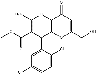 methyl 2-amino-4-(2,5-dichlorophenyl)-6-(hydroxymethyl)-8-oxo-4,8-dihydropyrano[3,2-b]pyran-3-carboxylate Struktur